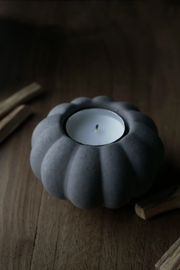 concrete pumpkin tealight candle holder