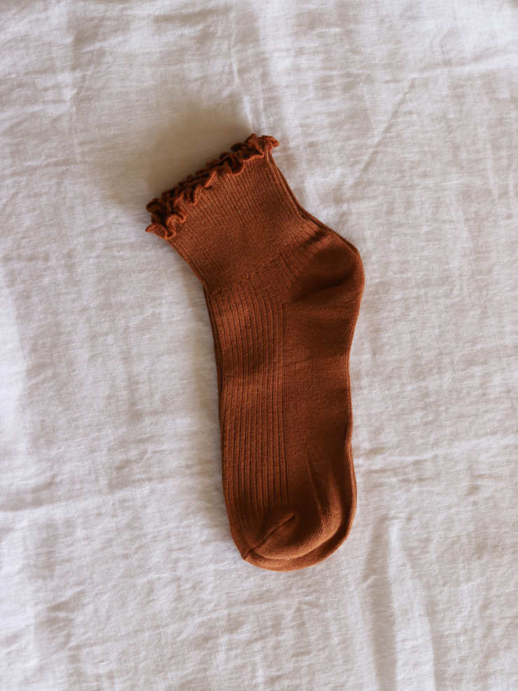 burnt orange ruffle socks